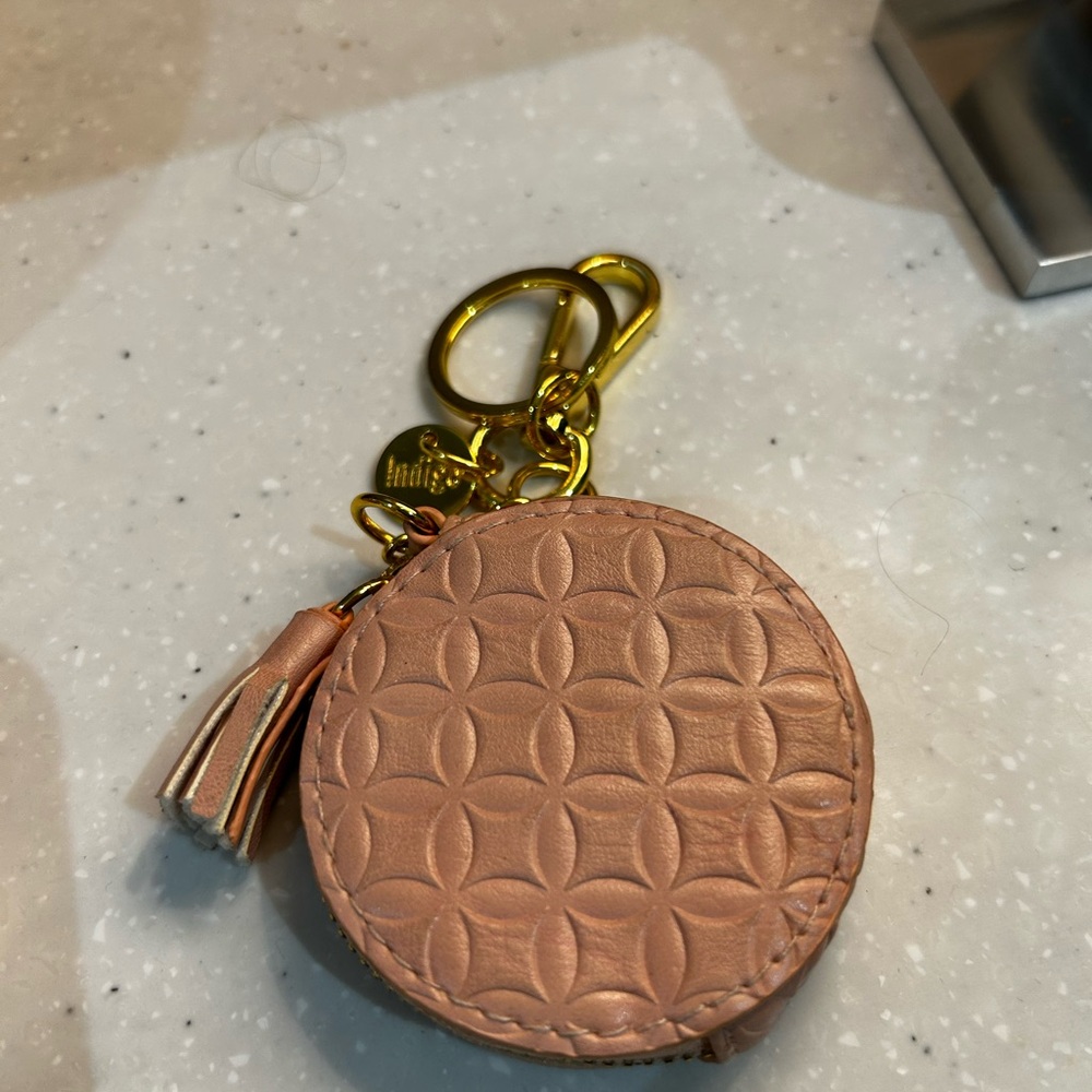 Elegant Pink Leather Keychain with pocket by Indigo